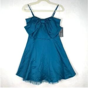 Thirty Thirty Dress Womens XS Blue Satin Big Bow Mini Tulle Party Sweetheart